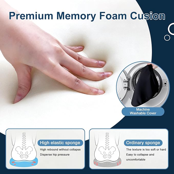Cushion and Lumbar Support Pillow, Relief Pressure Seat Cusion for Office Chairs & Car Seat, Ergonomic Design Cusion for Tailbone Pain Relief, Sciatica & Back Support