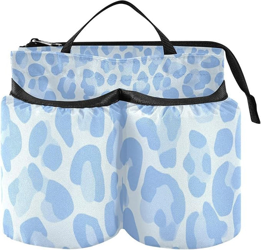Luggage Cup Holder for Suitcases Free Hands Travel Cup Holder Portable Suitcase Cup Drink Holder Luggage Cup Caddy Bag Carrier Sky Blue Leopard Print