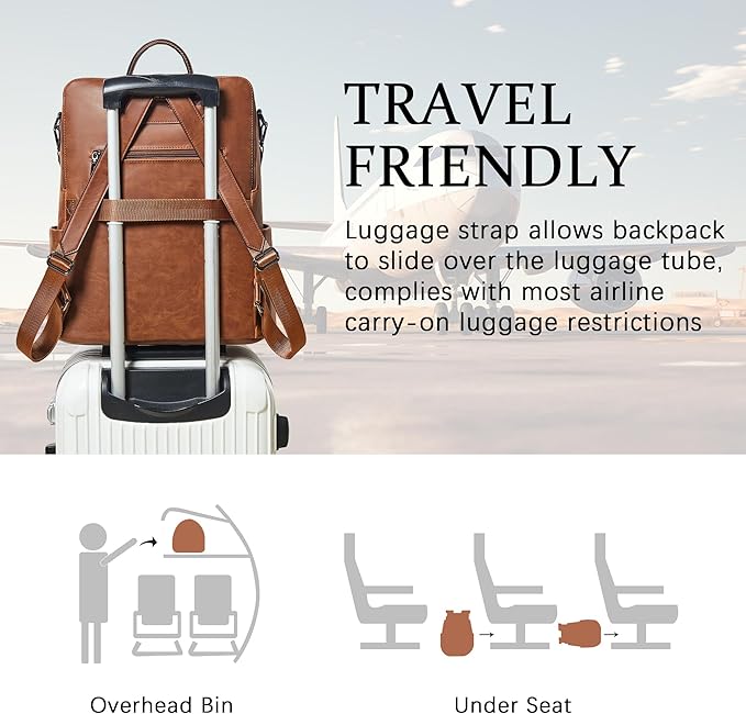 Shrrie Vegan Leather Laptop Backpack for Women 15.6 inch Work Backpack Fashion Travel Backpack Purse for Business College