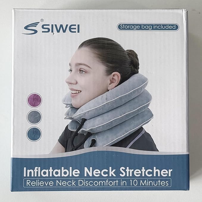S Cervical Neck Traction Device for Instant Neck Pain Relief - Inflatable & Adjustable Neck Stretcher Neck Support Brace, Neck Traction Pillow for Home Use Neck Decompression