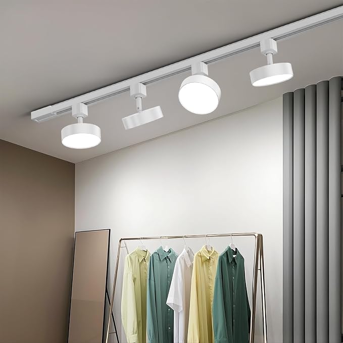 Diffuse LED Track Lighting Heads H Type, 12W 4000K, 4 Pack White | Track Light Heads Dimmable Kitchen Track Lighting Fixtures Ceiling, Compatible with H Track Rails，Flicker Free CRI90+ 1000lm