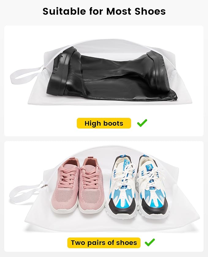Vorspack Shoe Bags for Travel - 2 Pack Extra Large Transparent Shoe Organizer with Handle Dustproof Shoe Bag Reusable Shoe Storage Bags for Men & Women