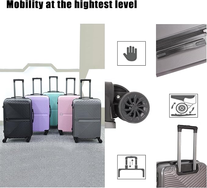 Luggage Set 3 Pieces -Suitcase Set - Luggage with Wheels - Check-in Luggage - PC + ABS Durable Suitcase Rotating Silent Wheels 3-Piece 20/24/28 Mint Green (grey)