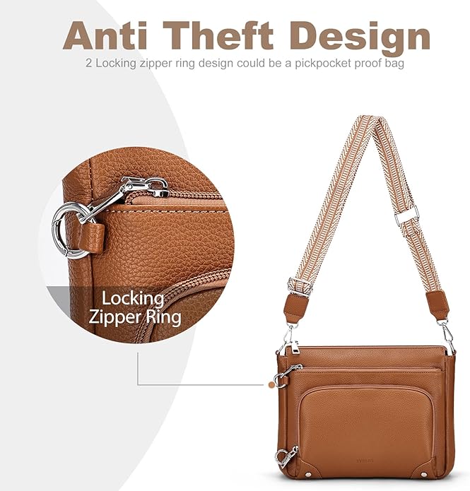 SYTRAH Anti-Theft Crossbody Purse for Women, Crossbody Shoulder Bag with Built-in Wallet & RFID Blocking for Travel Workout