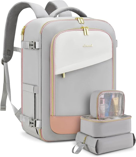 LOVEVOOK Travel Backpack for Women, 40L Carry On Backpack Flight Approved, Large Personal Item Bag Fits 17 inch Laptop, TSA Approved Luggage with 3 Packing Cubes,Waterproof Weekender Gym Essentials