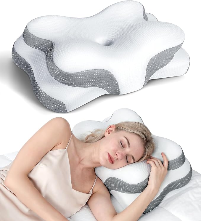 Osteo Cervical Pillow for Neck Pain Relief, Hollow Design Odorless Memory Foam Pillows with Cooling Case, Adjustable Orthopedic Bed Pillow for Sleeping, Support for Side Back Sleepers