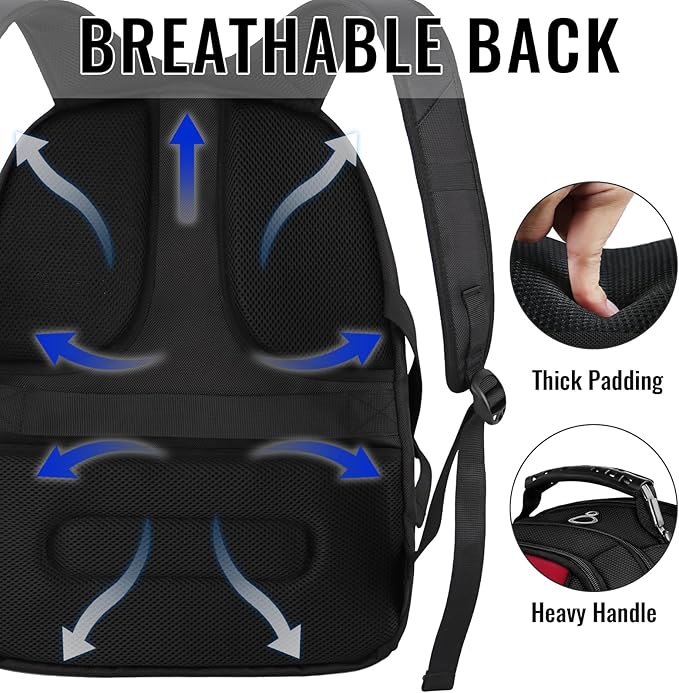 YOREPEK Large Backpack for Men, Extra Large Laptop Backpacks for Men Women, Water Resistant Travel Backpack Airline Approved Business Work Bag Fits 17 Inch Computer, Black