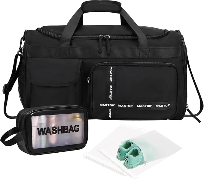 MAXTOP Gym Bag for Women Men Travel Duffle Bag Large Capacity Carry On Weekender Overnight Bag With Shoe Compartment Gym Tote Dry Wet Separation Duffel Bag for Travel