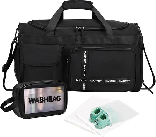 MAXTOP Gym Bag for Women Men Travel Duffle Bag Large Capacity Carry On Weekender Overnight Bag With Shoe Compartment Gym Tote Dry Wet Separation Duffel Bag for Travel