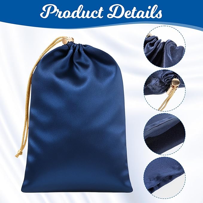 Adult Toy Storage Bags, 6 Pcs Quality Satin Silk Drawstring Pouch Adjustable Microfiber Toy Organizer Bags Gift Bags Foldable Ditty Bag for Women Men Toy Underwear Sunglasses Cosmetic, 3 Sizes (Blue)