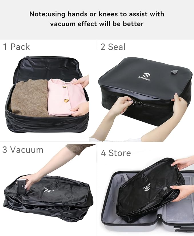 41L Travel Vacuum Bags with Pump, 180° Open,Compression Bags for Travel Luggage, Reusable IP67 Waterproof Vacuum Seal Packing Cubes for Carry On Suitcase and Backpack (3PC + Pump)