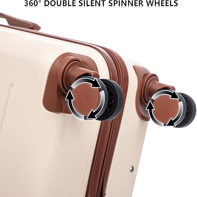 Luggages Sets 3 Piece ABS Hardside Luggage Sets Spinner Wheels Suitcase with Lock