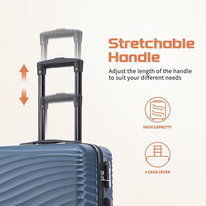 Luggage Sets 3 Piece, ABS Suitcase Set (20/24/28), Hardside luggage with Spinner Wheels, Travel Luggage,14x8x9 Airline Approved Carry on, Lightweight Luggage with High-Security Lock
