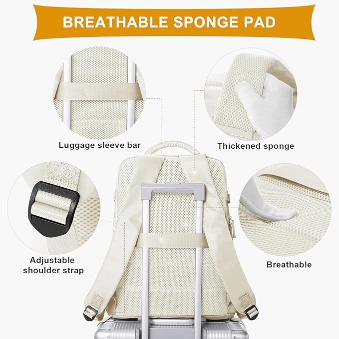 coowoz Travel Backpack For Women Men Airline Approved,Carry On Backpack,Hiking Laptop College Backpacks Waterproof Outdoor Sports Rucksack Casual Daypack Fit 15.6 Inch Backpacks,Beige