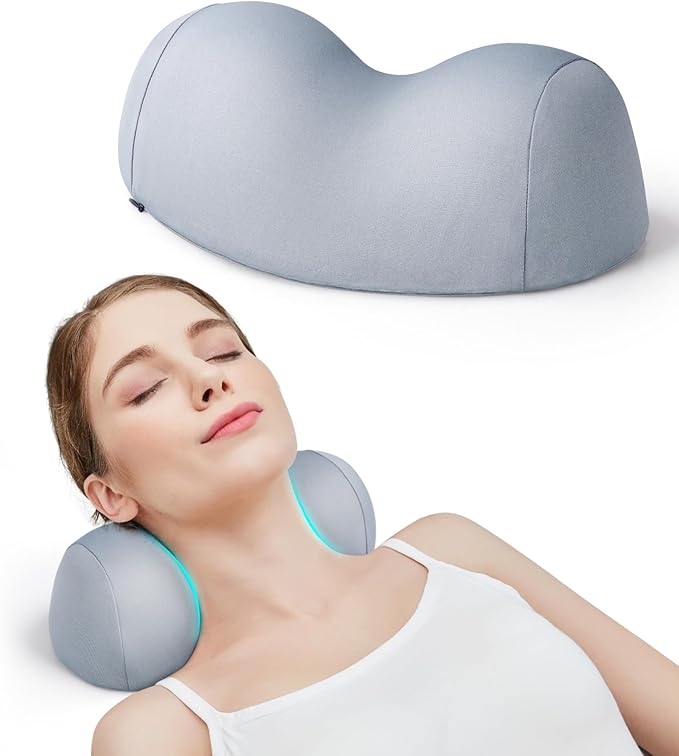 ComfortLife Small Neck Stretcher Pillow for Pain Relief, Medium Soft Cervical Traction Device Neck Mild Support Pillow Foam Cervical Neck Pillow for Tension Muscle Relax Relief (Grey)