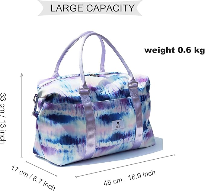 ESVAN Travel Tote Duffel Gym Bag,Weekender Overnight Carry-on Tote Crossbody Bag with Wet Pocket and Trolley Sleeve Upgraded
