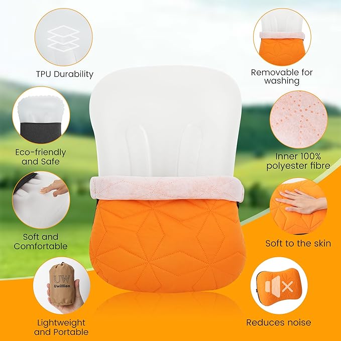 Camping Pillow with Removable Cover - Ultralight Inflatable Pillow for Camping Lightweight, Ergonomic and Washable for Camping, Hiking, and Travel Orange