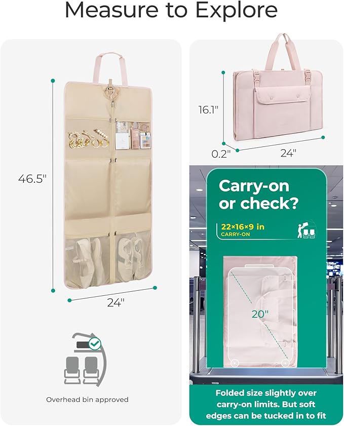 BAGSMART Garment Bags for Travel Foldable Carry on Suit Carrier for Hanging Clothes Stylish Dress Carrier Large Convertible Weekender Garment Bags for Women Men