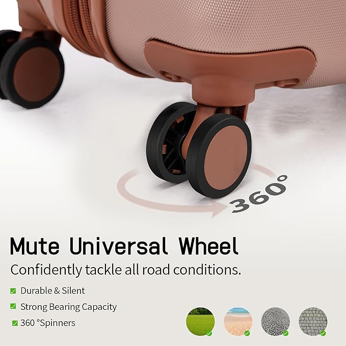 Expandable Luggage Sets 5 Piece, Hard Case Suitcase Set with Spinner Wheels,22x14x9 Airline Approved Carry on,Lightweight Durable Suitcase with TSA Lock (Champagne Gold)