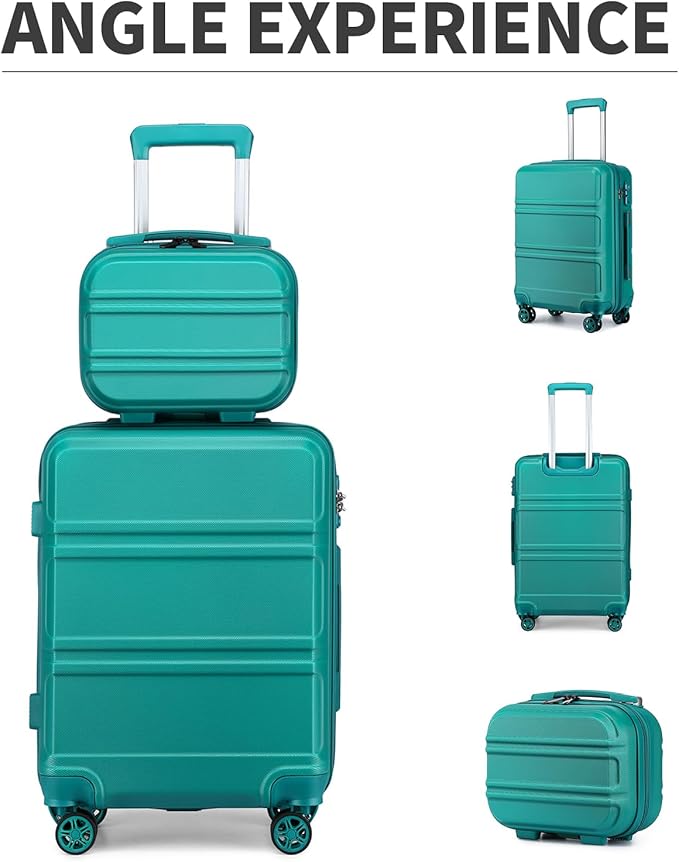 Kono Carry On Luggage Set Airline Approved Lightweight PC+ABS Carry On Suitcase with TSA Lock Spinner Wheels Durable Luggage Hardside Teal