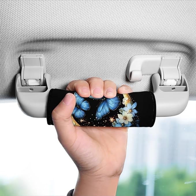 BIGCARJOB Moon Butterfly Luggage Handle Wrap for Suitcase,2 Pcs Personalized Door Handle Protector Covers Luggage Handle Wraps Protection Cover for Women