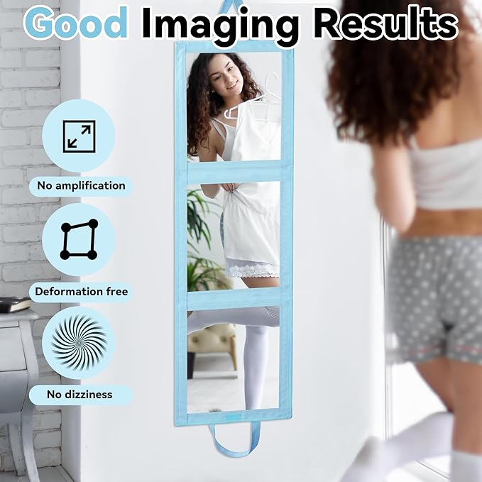 ROYALAY Foldable Full Length Mirror with Handle - 47 * 13in Portable Travel & Backstage Mirror (Blue)