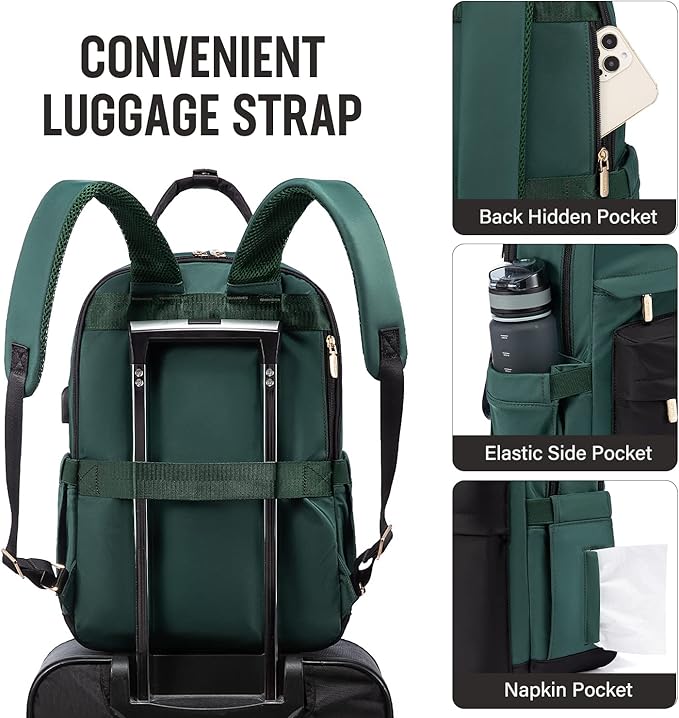 LOVEVOOK Laptop Backpack for Women 15.6 Inch Laptop Bag with USB Port, Fashion Waterproof Backpacks Teacher Nurse Stylish Travel Bags Vintage Daypacks for College Work
