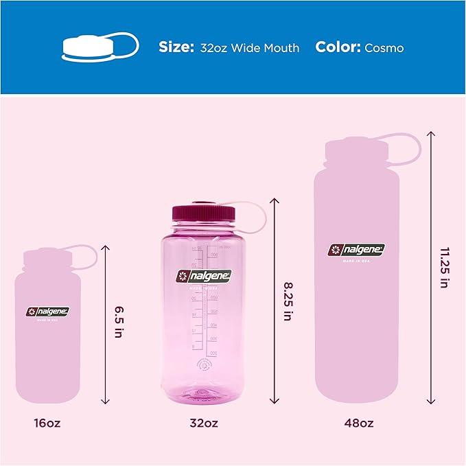 Nalgene 32 oz Wide Mouth Water Bottle | BPA-Free, Durable & Leak Proof, Lightweight Bottle for Hiking & Gym, Work & Travel