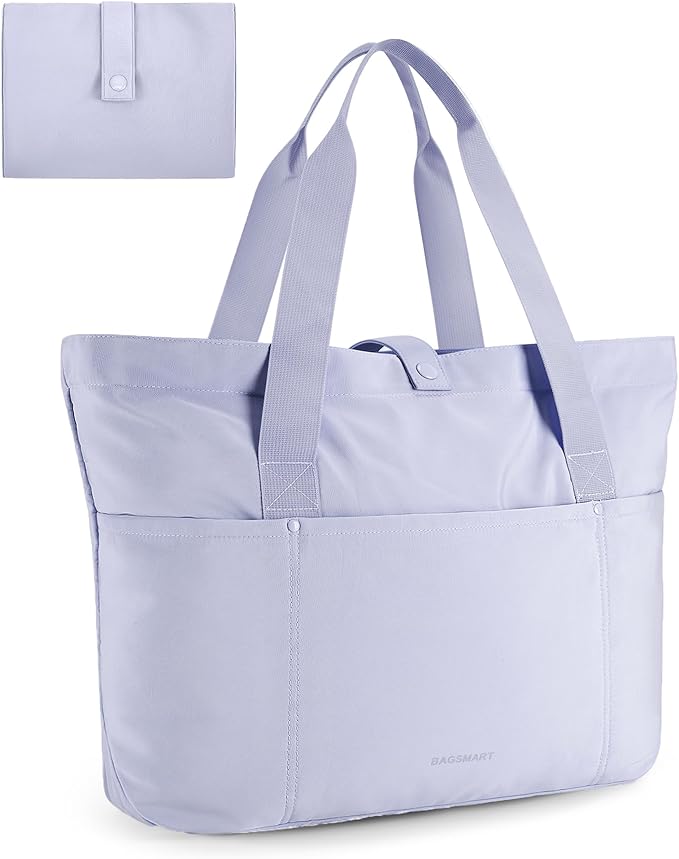 BAGSMART Tote Bag for Women, Foldable Tote Bag With Zipper Travel Large Shoulder Bag Handbag for Work