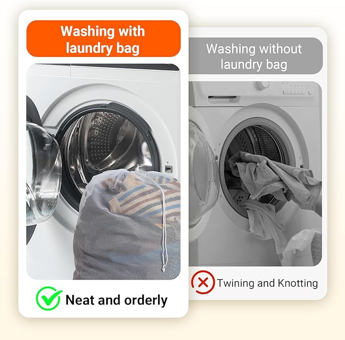 Extra Large Mesh Laundry Bag Heavy Duty Mesh Wash Bag with Drawstring Closure for College, Dorm, Travel, Family and Apartment Dwellers, 27 x 36 Inches, White