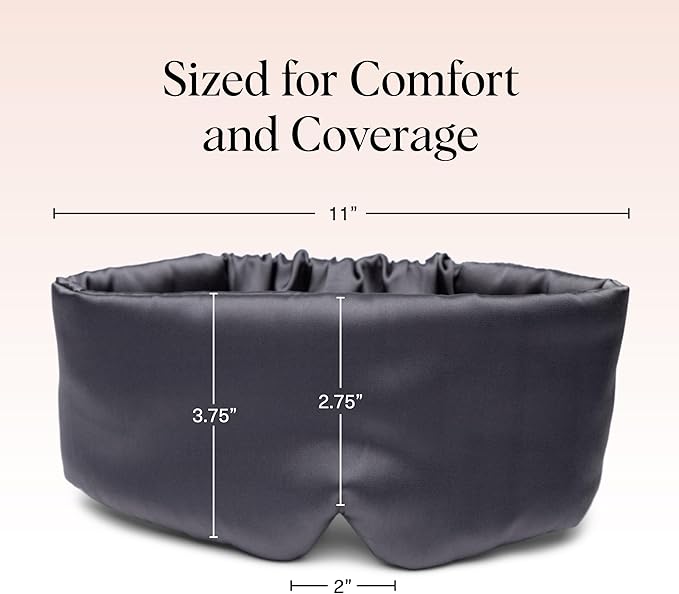 Kitsch Satin Sleep Mask - Eye Masks for Sleep, Softer Than Silk Satin Sleeping Mask Blindfold and Sleep Masks for Women and Men, Eye Care Travel Essentials - Charcoal Black