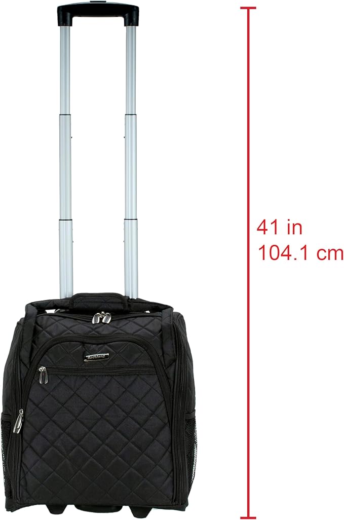 Rockland Melrose Upright Wheeled Underseater Carry-On Luggage, Black, 15-Inch