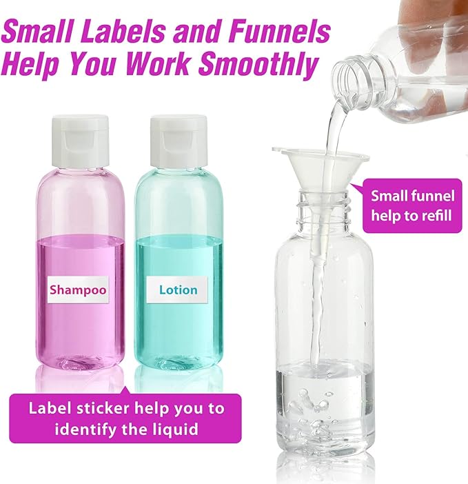 30 Pcs 2 oz Clear Plastic Empty Bottles with Flip Cap for Travel Size Liquids
