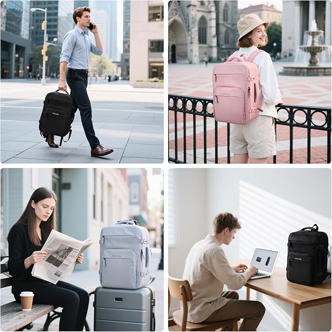 RealCool Travel Backpack for Women Men - Gift for Travelers, Students & Professionals, 17.3 Inch Laptop Carry On Backpack, TSA Flight Approved, College School Business Weekender Daypack -Black