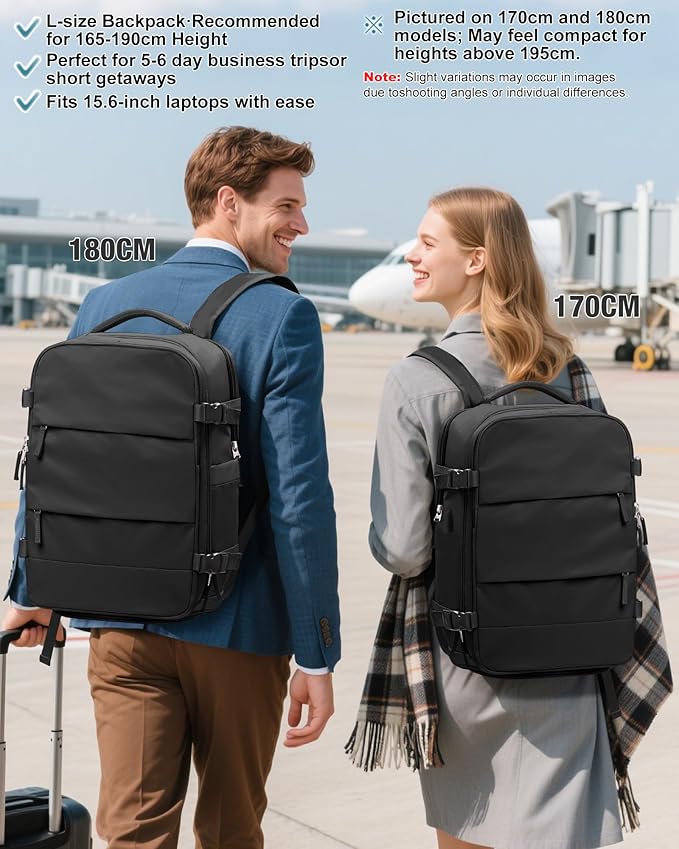 Vacuum Travel Backpack with Pump Women,Personal Item Carry on Backpacks Flight Approved 18x14x8 inches Men,Laptop Waterproof Work Compression bags Casual Daypack Mochila de Viaje Compresion al Black