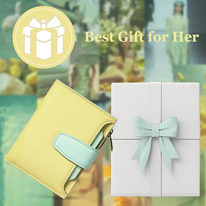 Airkit Small Wallet Women RFID Blocking Soft Leather Bifold Compact Card Holder Wallet for Women with Zipper Coin Pocket 4 ID Window