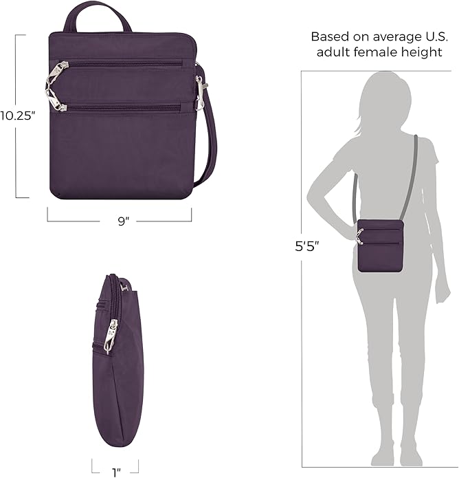 Travelon Anti-theft Classic Slim Double Zip Crossbody