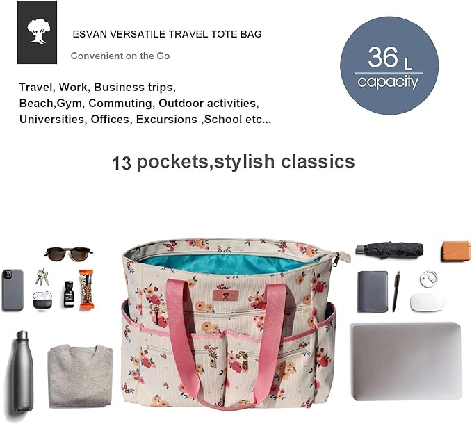 Weekender Bag Carry On Bag Overnight Tote Travel Duffle with 13 Pockets for Travel,Work，Gym,Beach,Teacher,Nurse