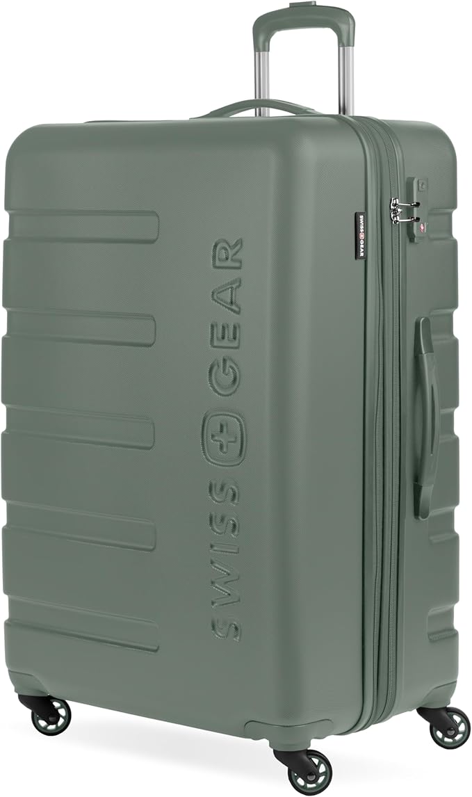 SwissGear 7366 Signature Hardside Expandable Luggage with Spinner Wheels, TSA Lock, Olive, Checked-Large 27-Inch
