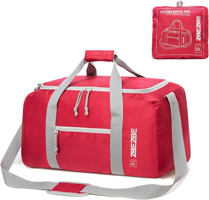 Foldable Travel Duffel Bag, Lightweight & Easy to Carry Water-Repellent Duffle Bag - 2-Way Zipper & Interior Pouch, Ideal for Weekend Trips, Daily Use,Camping，Sports