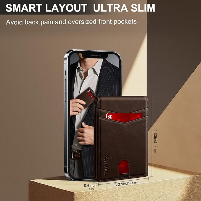Wallet for Men Slim RFID Blocking Leather Credit Card Holder Wallet for 14 Cards, Bifold Minimalist Thin Wallet with 2 ID Windows & Cash Slot, Front Pockt Carteras Para Hombres, Birthday Gifts for Men