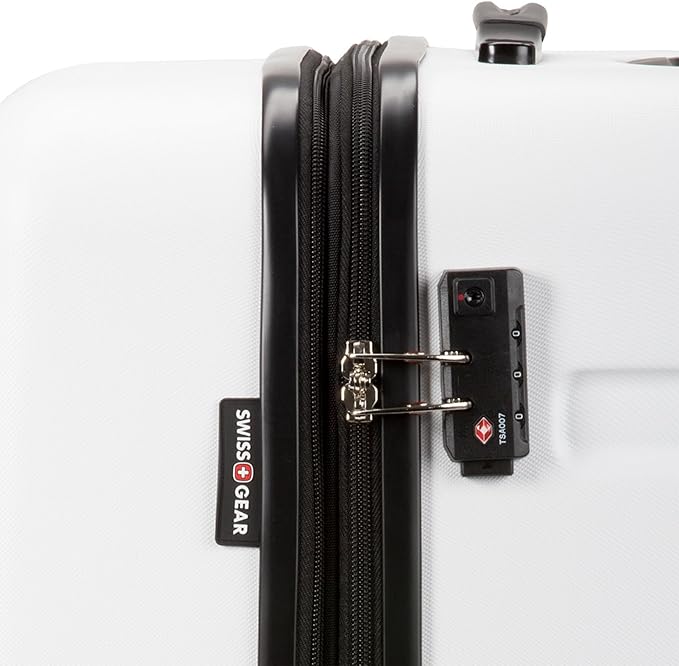 SwissGear 7366 Signature Hardside Expandable Luggage with Spinner Wheels, TSA Lock, White, Checked-Large 27-Inch