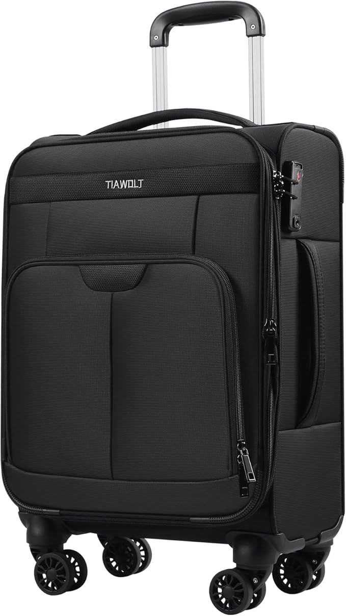 Carry on Luggage with Spinner Wheels 20-Inch,Lightweight Expandable Luggage Set Carry-on Suitcase with Wheels Women Men-Black