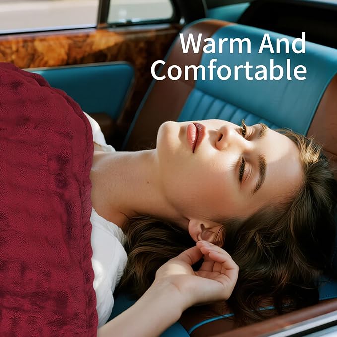 Travel Blanket and Pillow-2-in-1, Ultra-Soft&Compact,Airplane Blanket with Hand Luggage Belt and Backpack Clip,Travelers Accessories Gifts, 61x43 Inches（Burgundy）