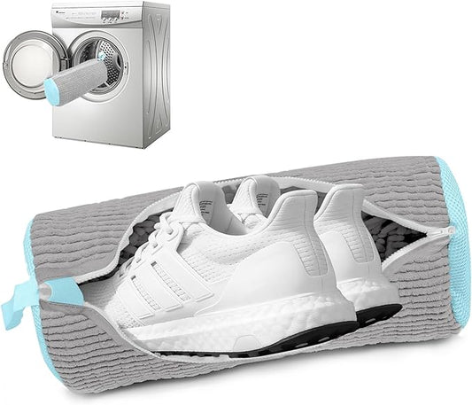 1PCS Shoes Washing Machine Bags, Laundry Shoe Bag for Washer and Dryer, Reusable and Durable Zipper Sneaker Shoe Washing Bag, Tennis Shoes Cleaning Bag for All Shoe Types (Gray)