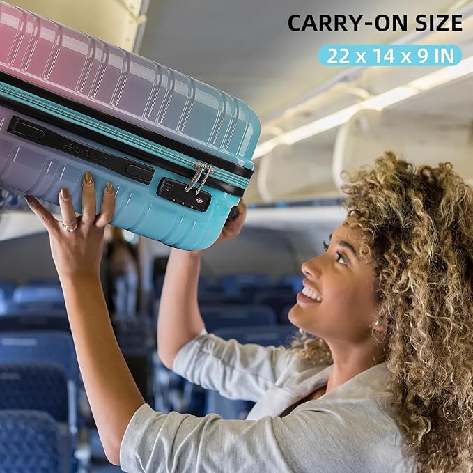 LARVENDER Luggage Sets 3 Piece, 20 Inch Carry on Luggage 22x14x9 Airline Approved Hardside PC+ABS Suitcase Set with Spinner Wheels TSA Lock, Lightweight Luggage Set for Women, Cotton Candy