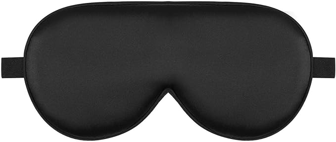 Alaska Bear Mulberry Silk Sleep Mask Cool Super Smooth Eye Cover Genuine Organic Silk for Sensitive Skin, Soft Filling, Lightweight Eye Shades for Sleeping (Original Black, Flat)
