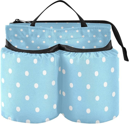 Luggage Cup Holder for Suitcases Free Hands Travel Cup Holder Portable Suitcase Cup Drink Holder Luggage Cup Caddy Bag Carrier Polka Dots Blue