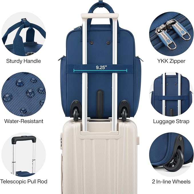Hanke Expandable Underseat Carry on Luggage for Airplanes,Small Rolling Softside Suitcase Travel Luggage Personal Item Bag,Lightweight luggage bags for travel,Blue,16-Inch