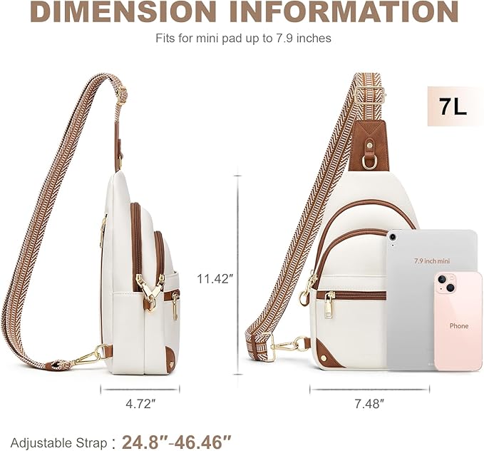 SYTRAH Anti Theft Crossbody Bags for Women, RFID Sling Bag Travel Purse, RFID Cross Body Purses Chest Bag for Travel Beige Brown